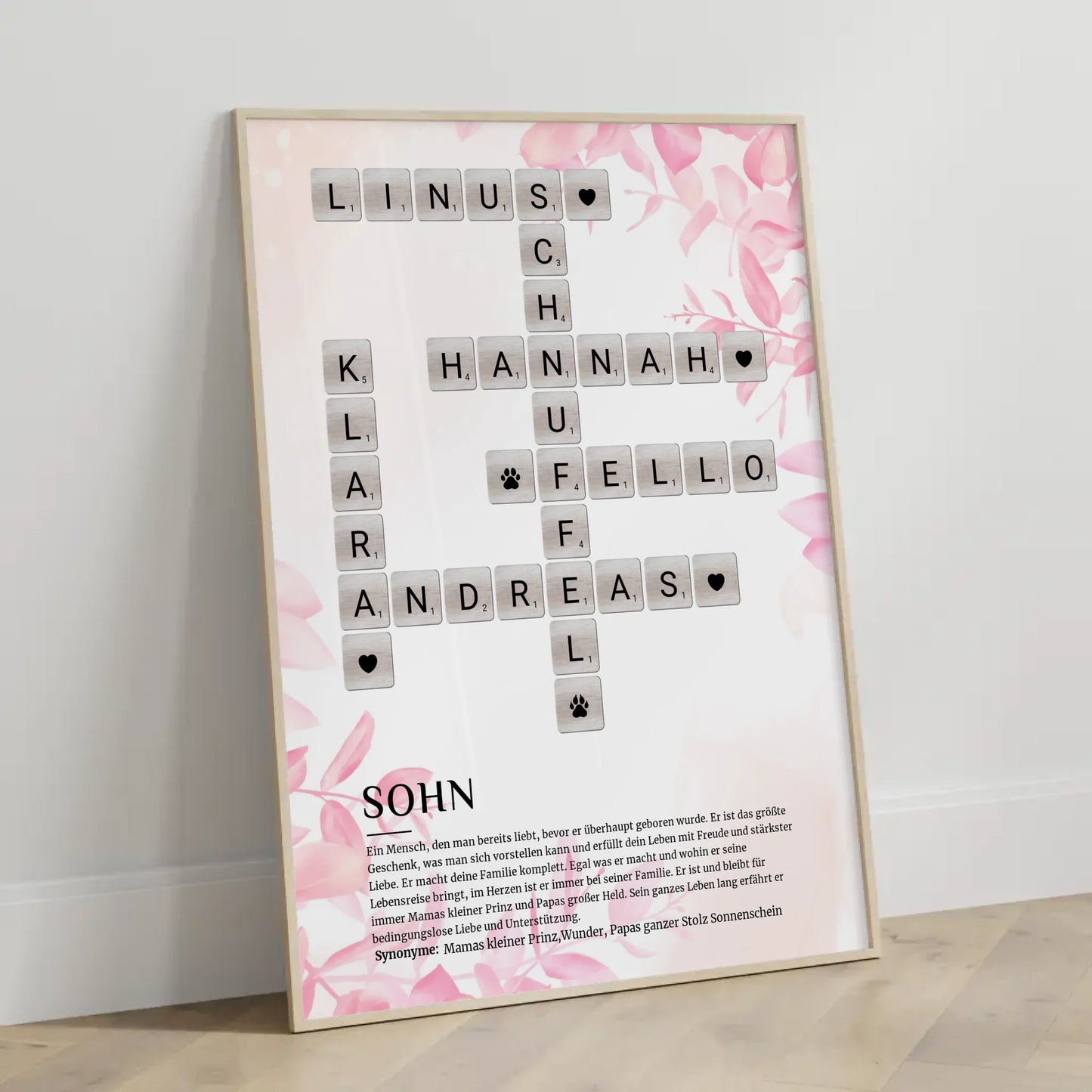 Sohn Definition Bild Poster mit Kreuzworträtsel Geschenkidee