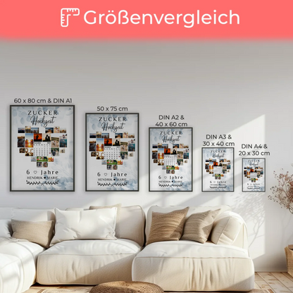 Poster mit Kalender 6 Hochzeitstag Geschenk für Zuckerhochzeit