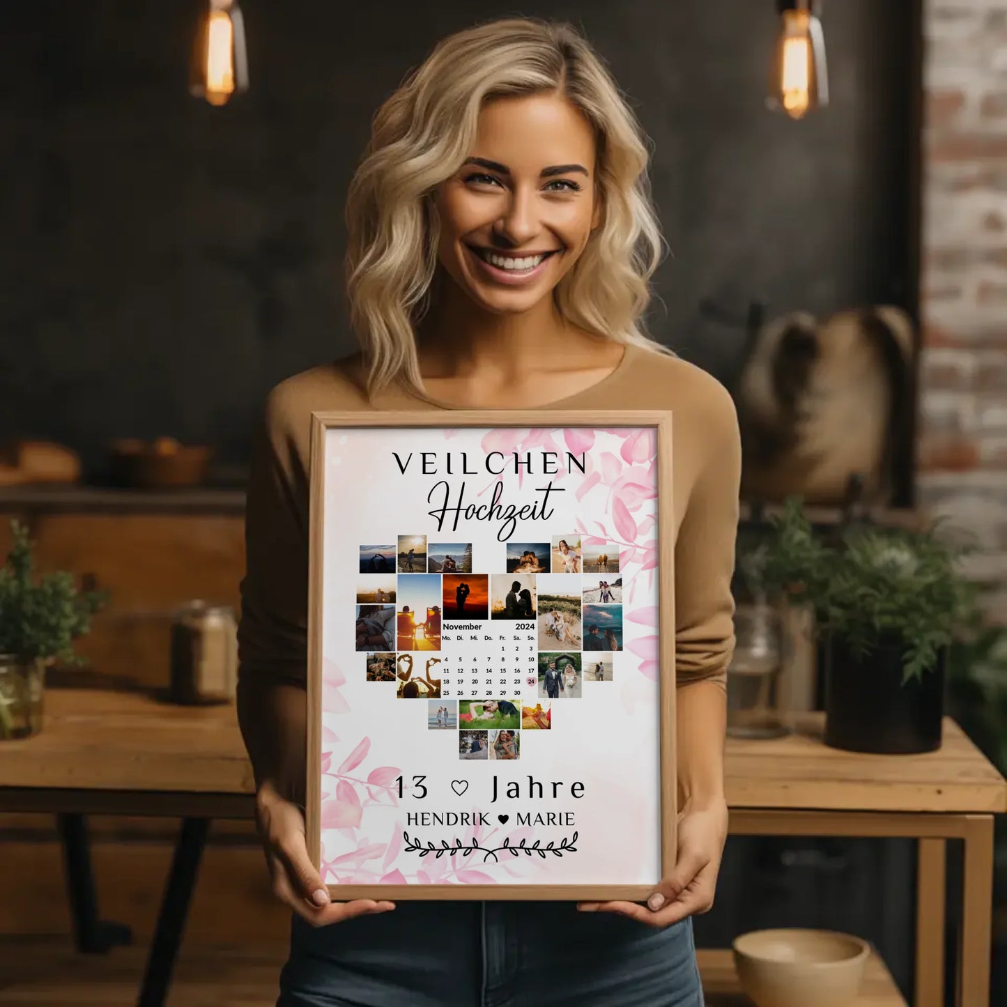 Poster mit Kalender 13 Hochzeitstag Geschenk für Veilchenhochzeit