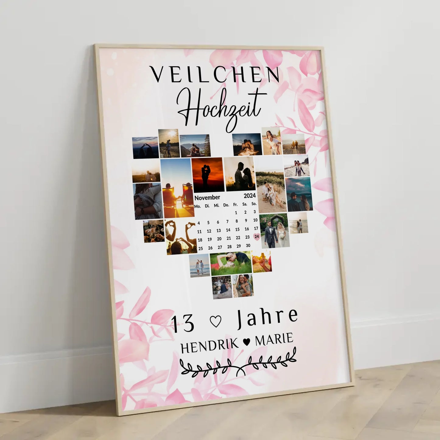 Poster mit Kalender 13 Hochzeitstag Geschenk für Veilchenhochzeit