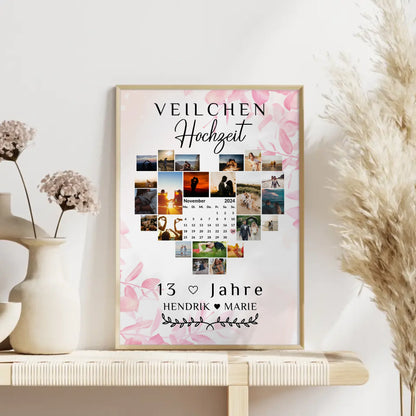 Poster mit Kalender 13 Hochzeitstag Geschenk für Veilchenhochzeit