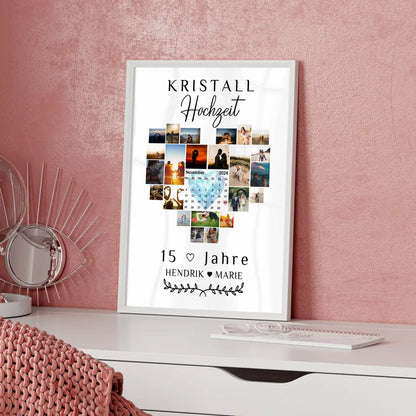 Poster mit Kalender 15 Hochzeitstag Geschenk zur Kristallhochzeit