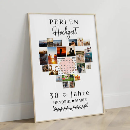 Poster mit Kalender 30 Hochzeitstag Geschenk für Perlenhochzeit