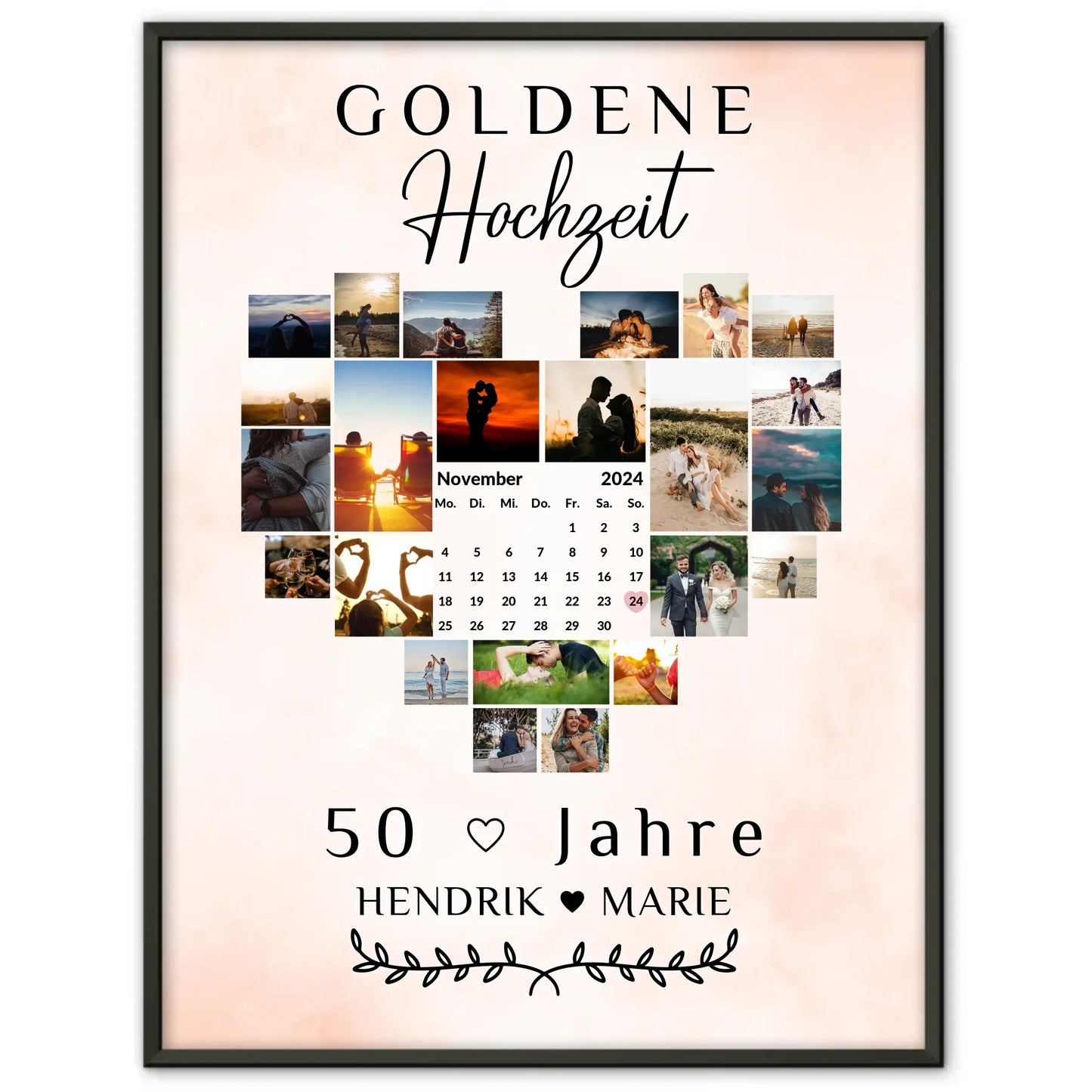 Poster mit Kalender 50 Hochzeitstag Geschenk für Goldene Hochzeit