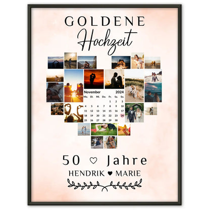 Poster mit Kalender 50 Hochzeitstag Geschenk für Goldene Hochzeit