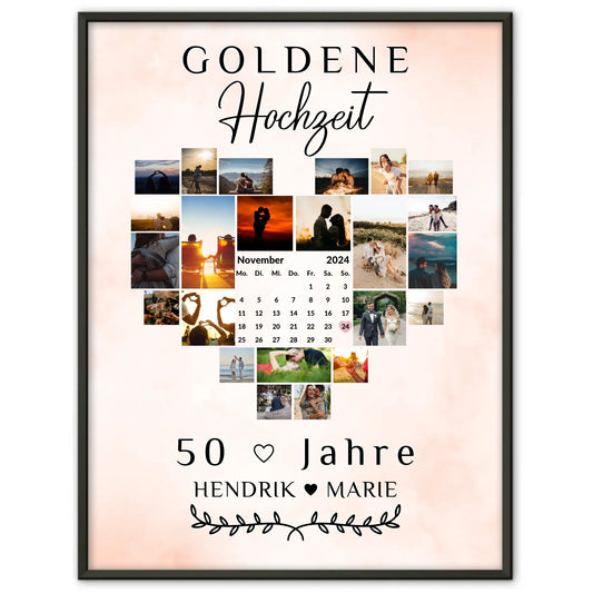 Poster mit Kalender 50 Hochzeitstag Geschenk für Goldene Hochzeit