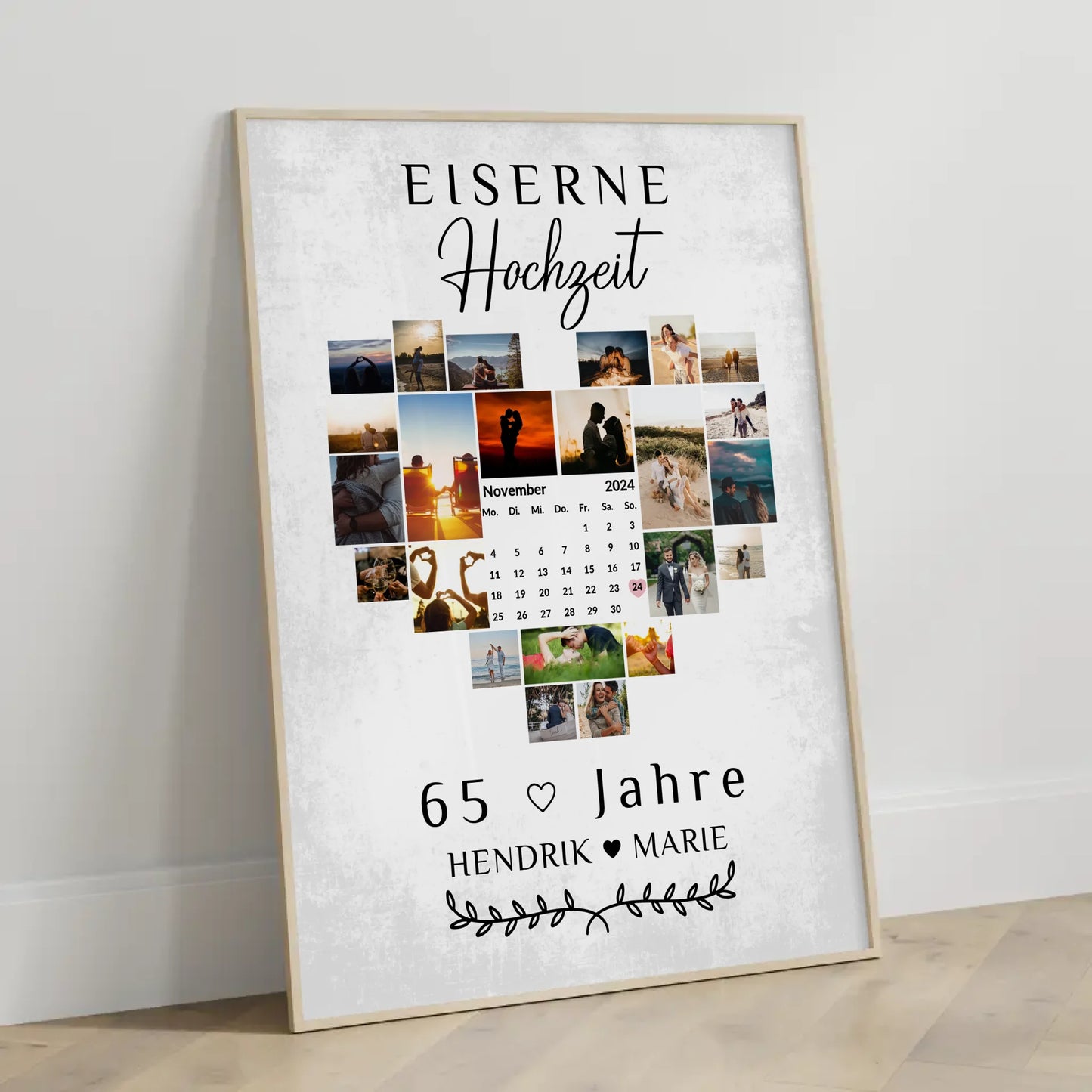 Poster mit Kalender 65 Hochzeitstag Geschenk Eiserne Hochzeit