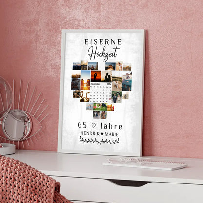 Poster mit Kalender 65 Hochzeitstag Geschenk Eiserne Hochzeit