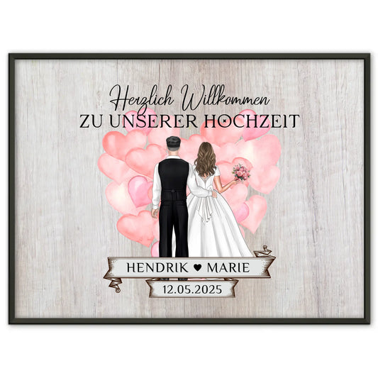 Hochzeit Willkommensschild Holz Stil Poster individuell gestalten