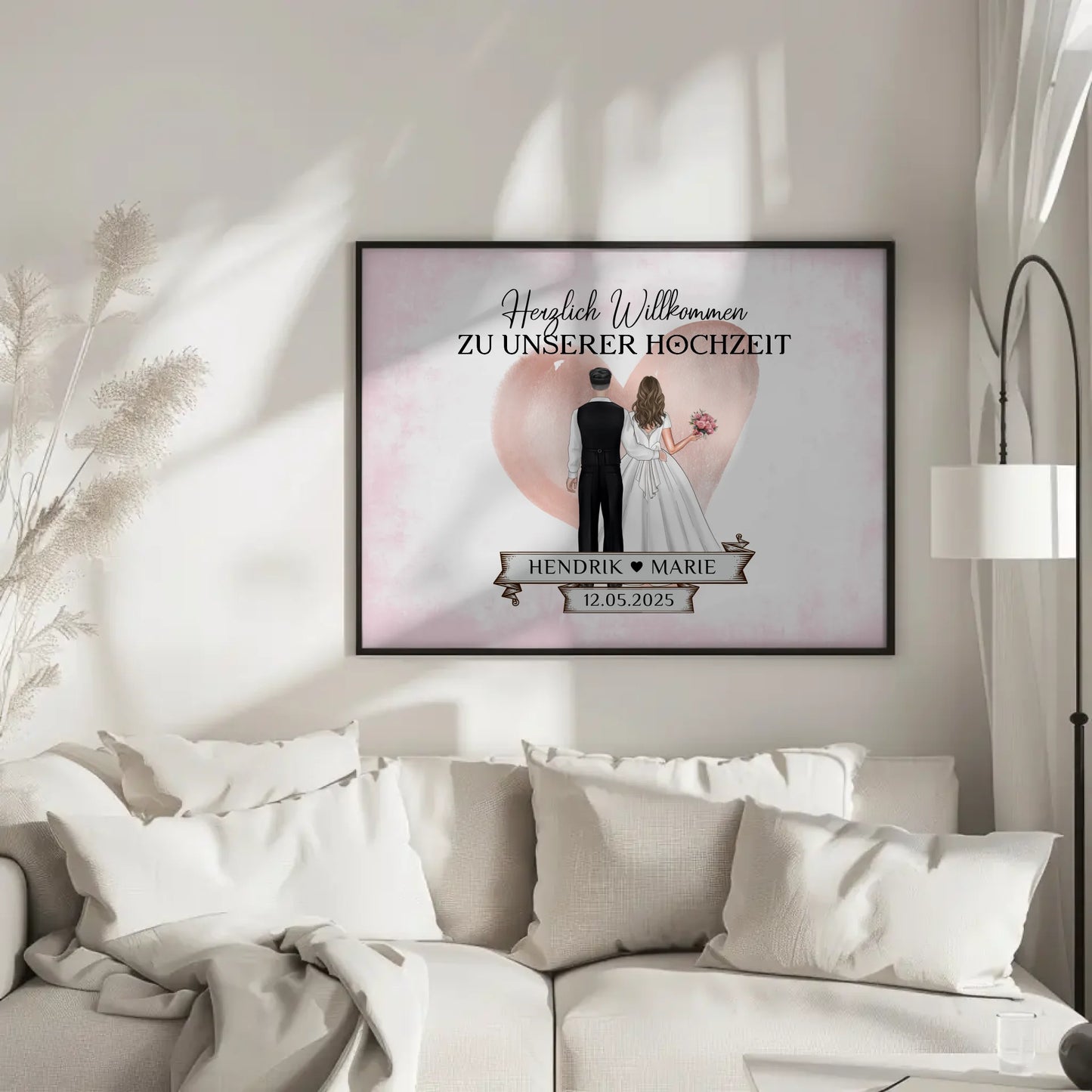 Willkommensschild Hochzeit mit Blüten Poster personalisiert
