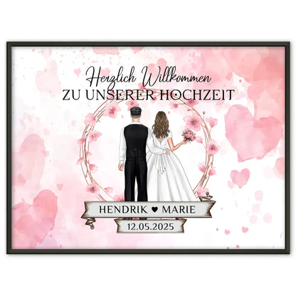 Willkommensposter Hochzeit Watercolor personalisiert gestalten