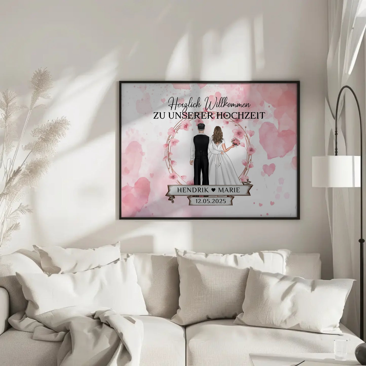 Willkommensposter Hochzeit Watercolor personalisiert gestalten