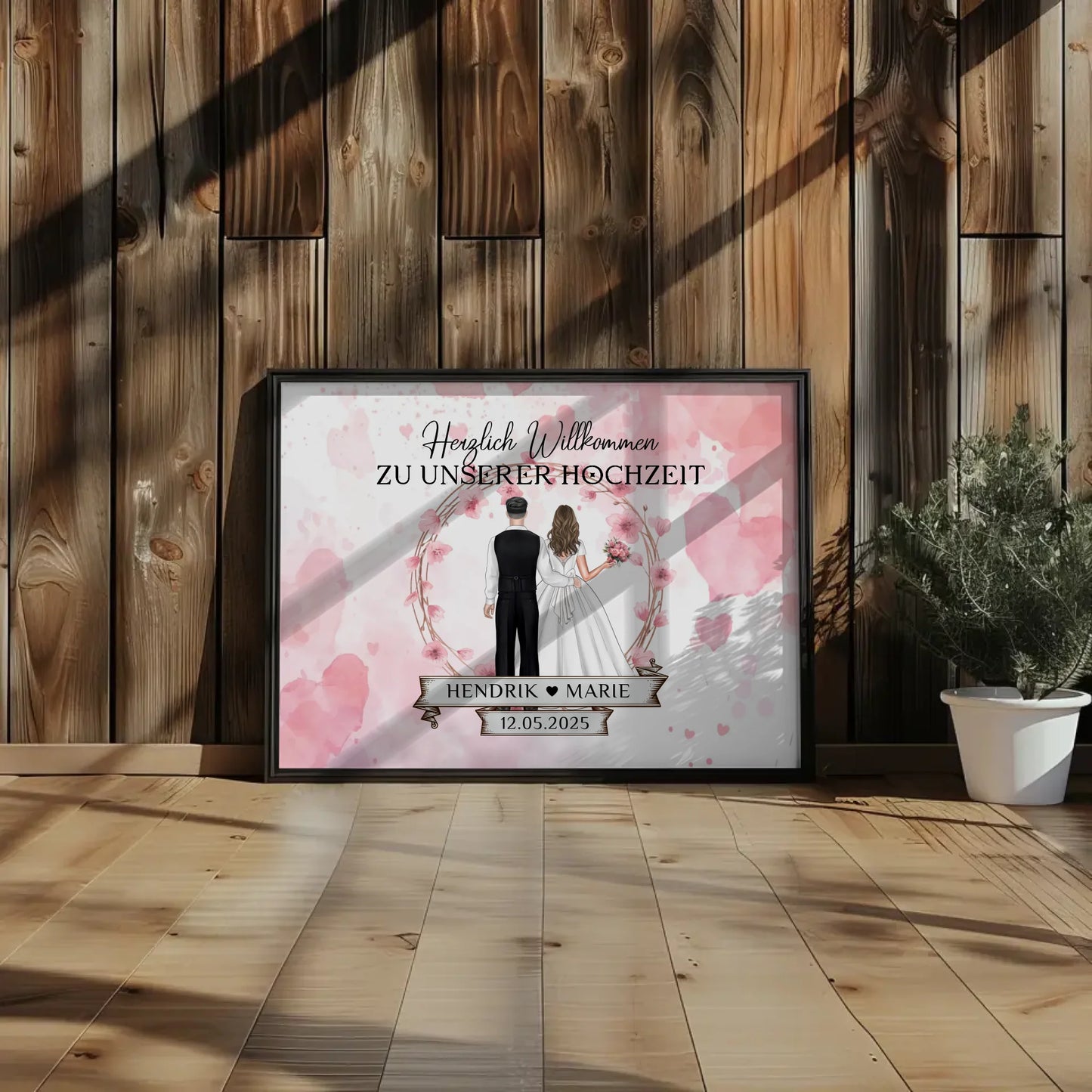 Willkommensposter Hochzeit Watercolor personalisiert gestalten