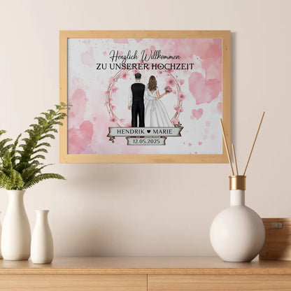 Willkommensposter Hochzeit Watercolor personalisiert gestalten