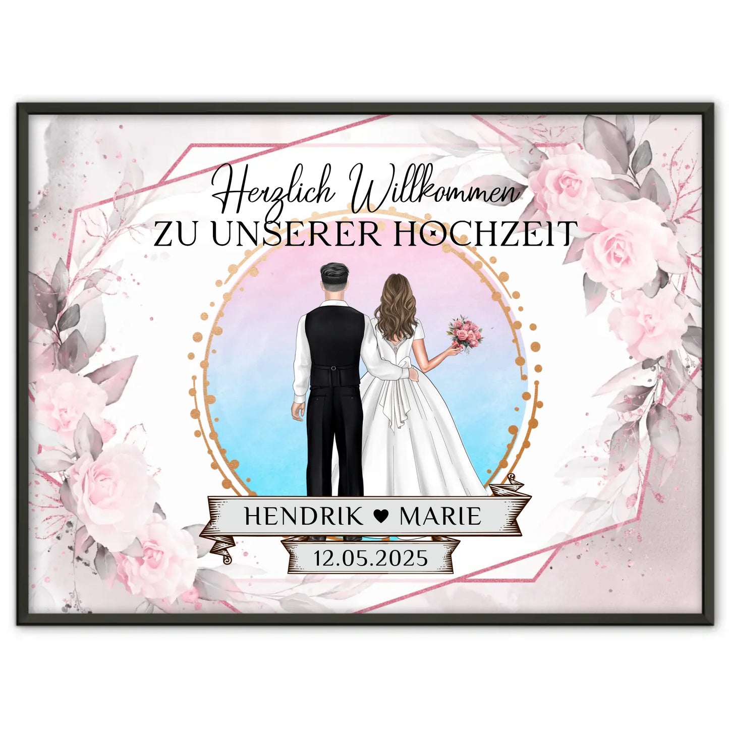 Floral Hochzeit Willkommensschild Poster für Eure Feier