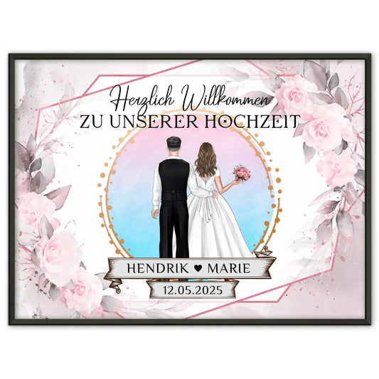 Floral Hochzeit Willkommensschild Poster für Eure Feier