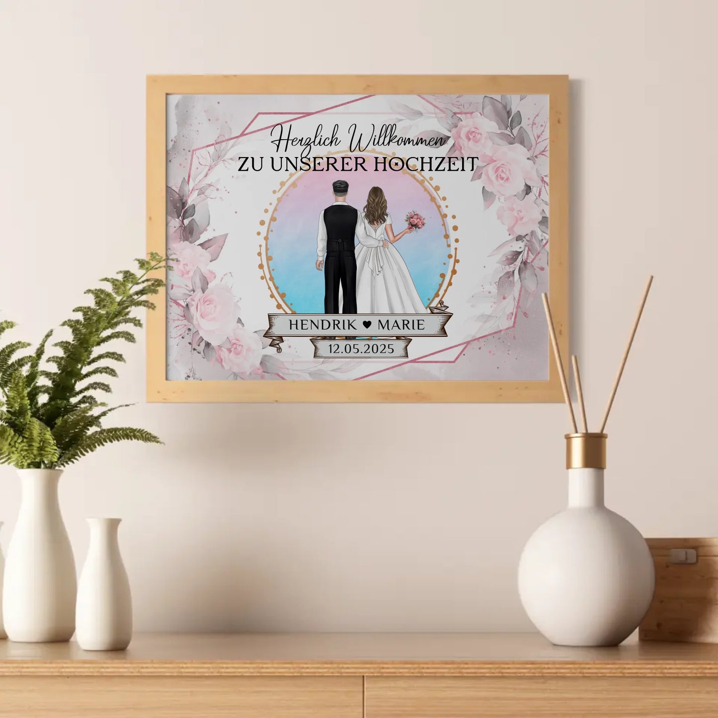 Floral Hochzeit Willkommensschild Poster für Eure Feier
