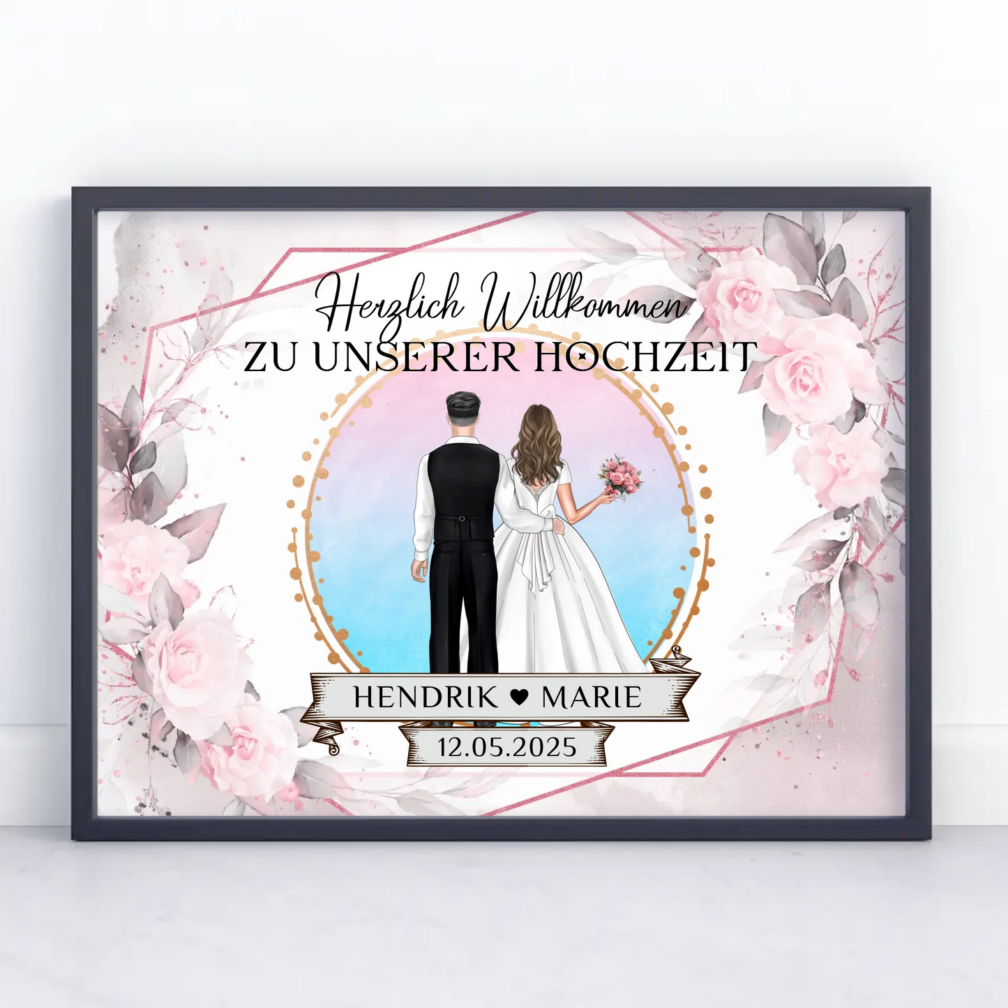 Floral Hochzeit Willkommensschild Poster für Eure Feier