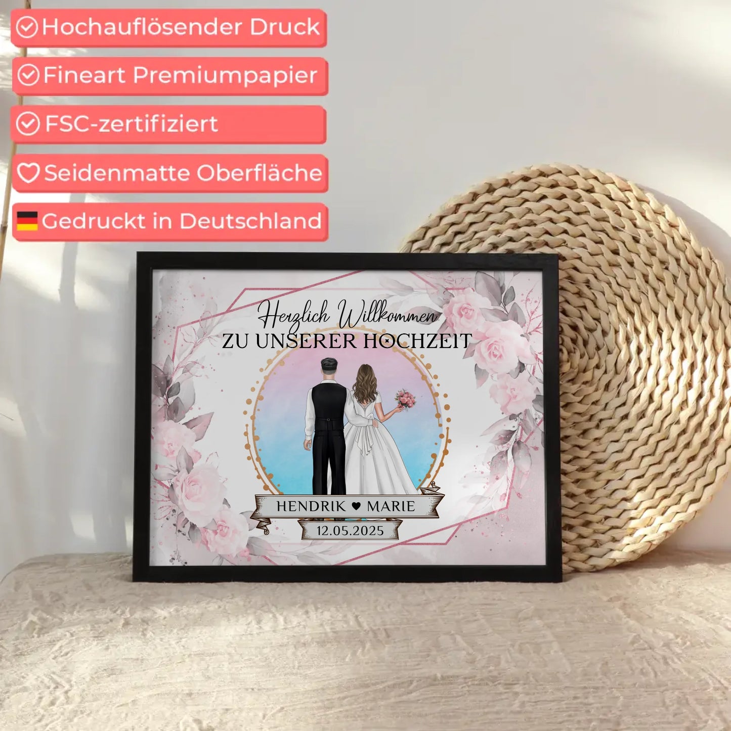 Floral Hochzeit Willkommensschild Poster für Eure Feier