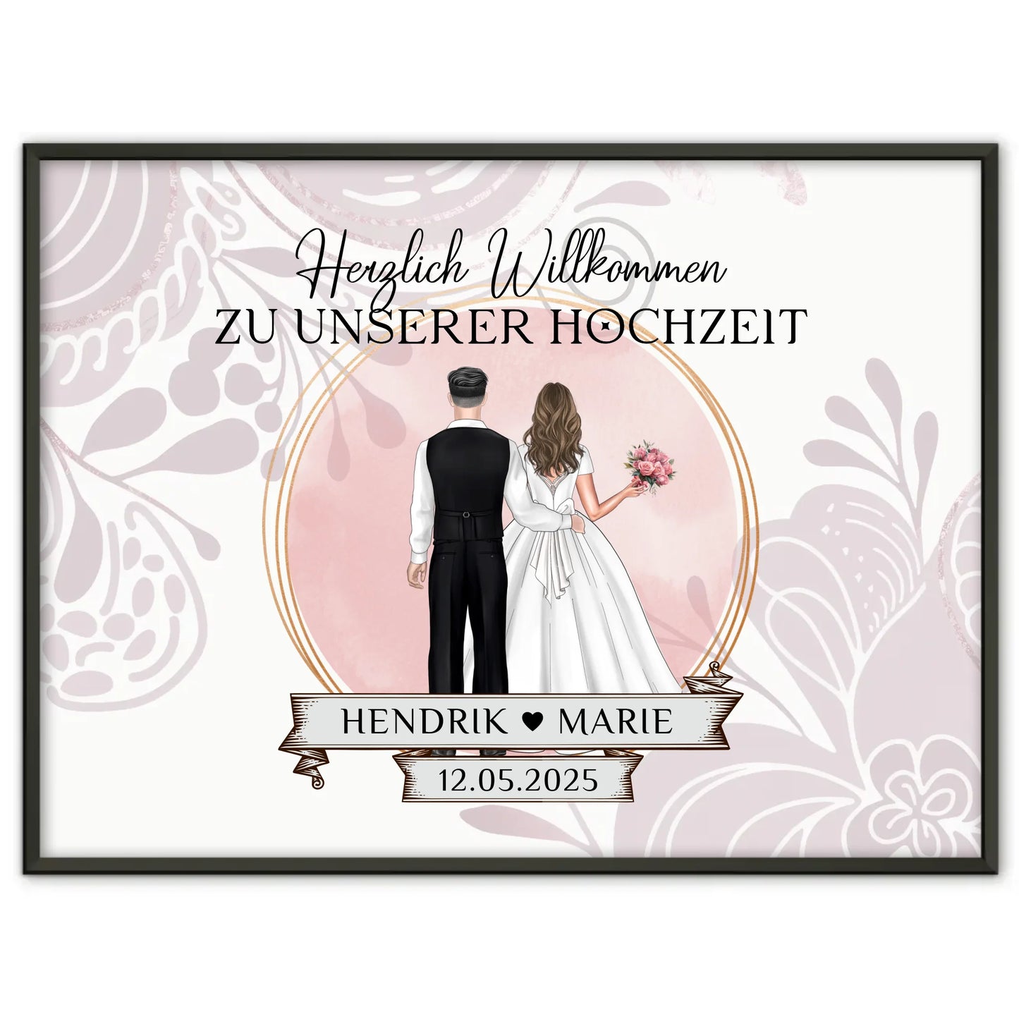 Willkommensschild Hochzeit Wasserfarb Stil Poster personalisiert