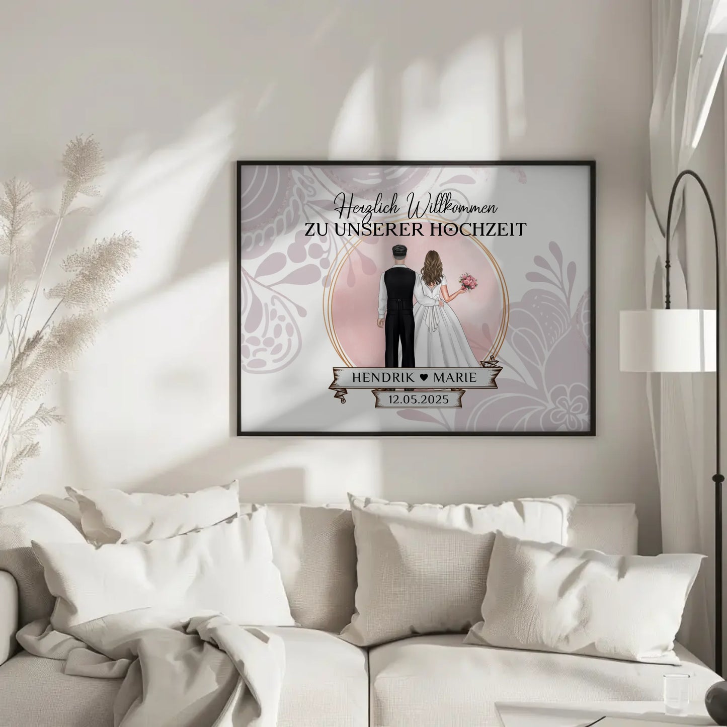 Willkommensschild Hochzeit Wasserfarb Stil Poster personalisiert