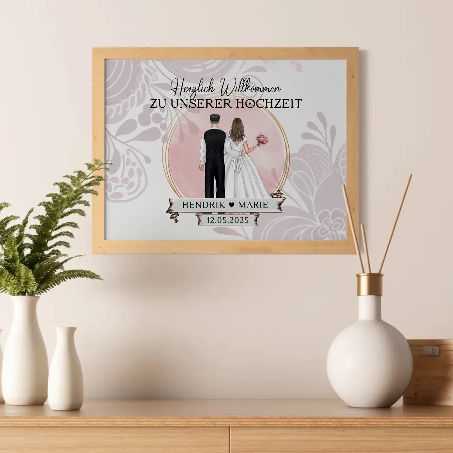 Willkommensschild Hochzeit Wasserfarb Stil Poster personalisiert