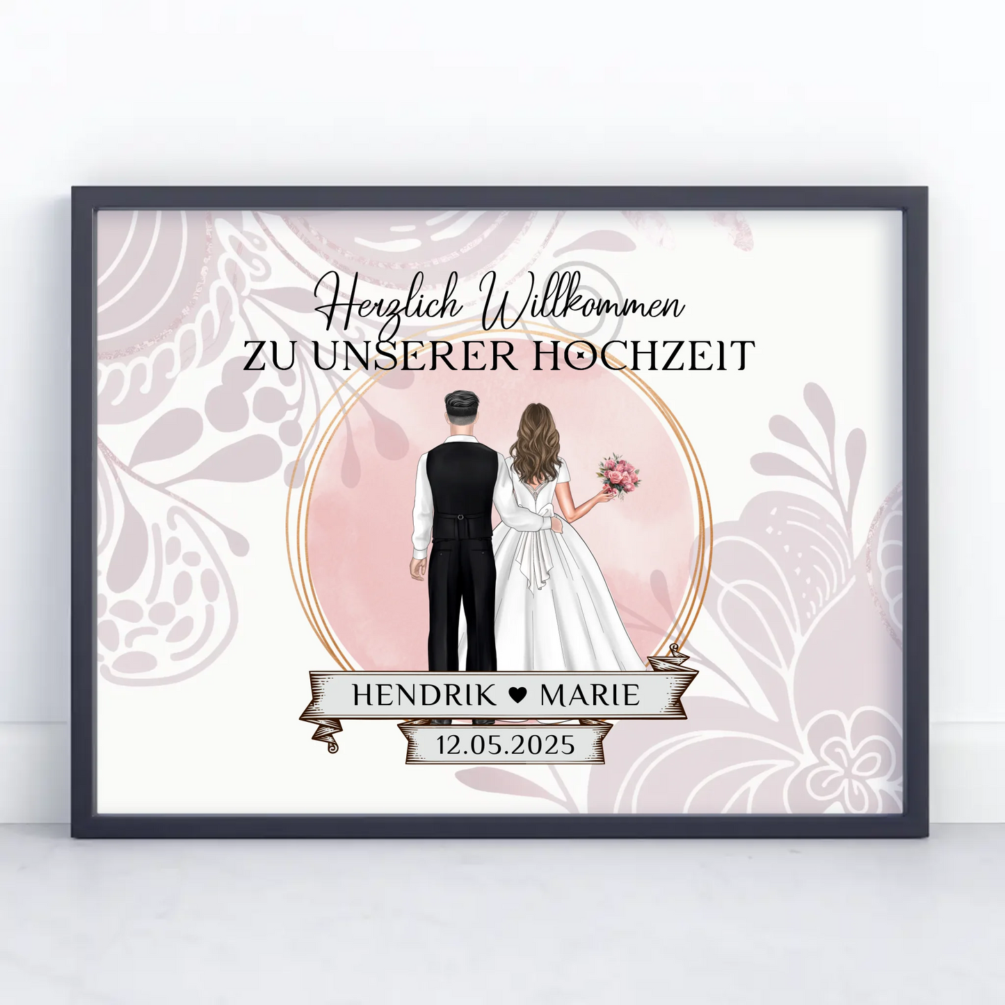 Willkommensschild Hochzeit Wasserfarb Stil Poster personalisiert