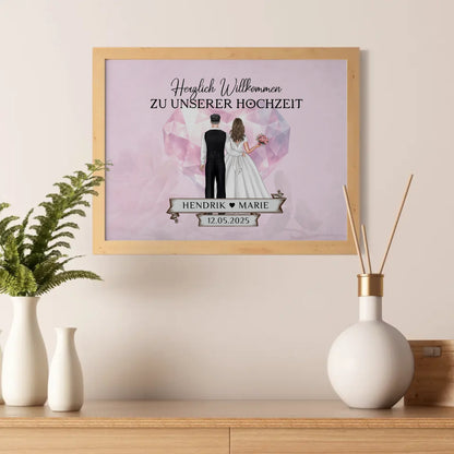 Hochzeit Willkommensschild Diamant Herz Poster personalisiert
