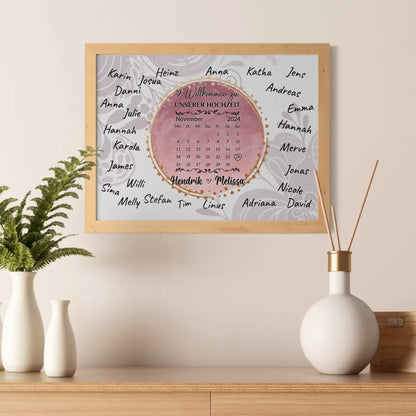 Poster Hochzeit Herzlich Willkommen für eigene Unterschriften Rosa Aquarell