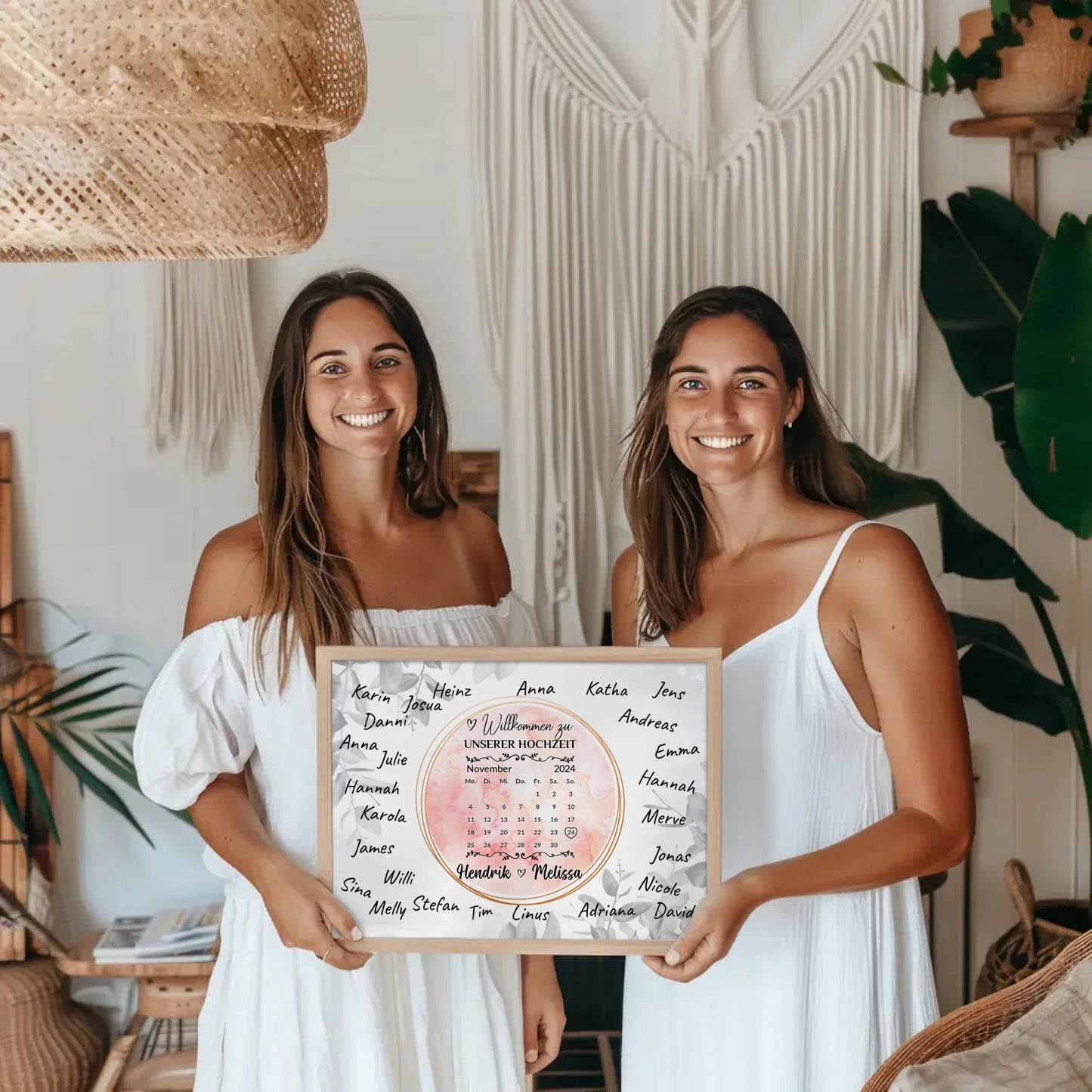 Willkommensschild Hochzeit Aquarell Kranz für Unterschriften