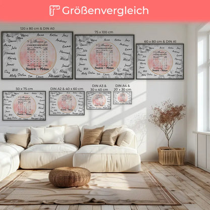 Willkommensschild Hochzeit Aquarell Kranz für Unterschriften