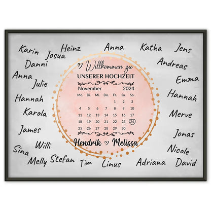 Hochzeit Willkommensschild für eigene Unterschriften personalisiert