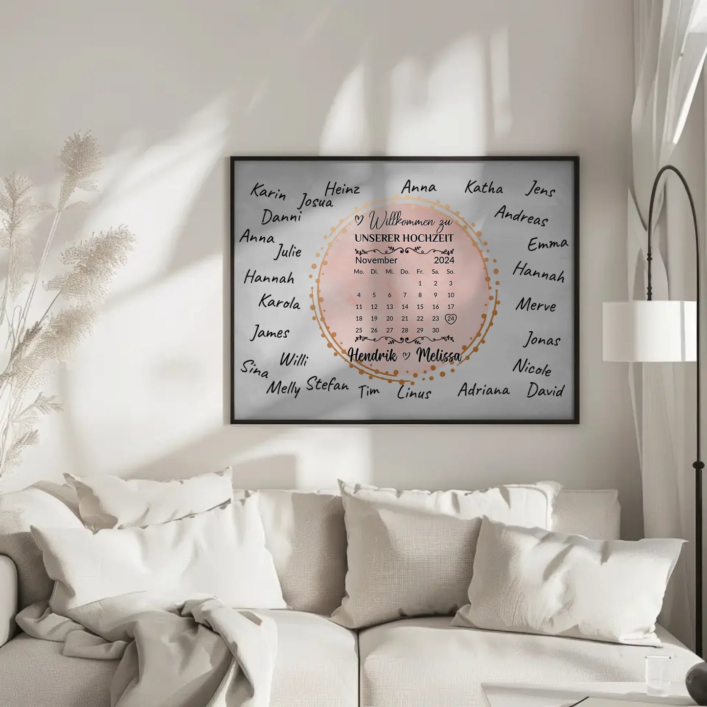 Hochzeit Willkommensschild für eigene Unterschriften personalisiert