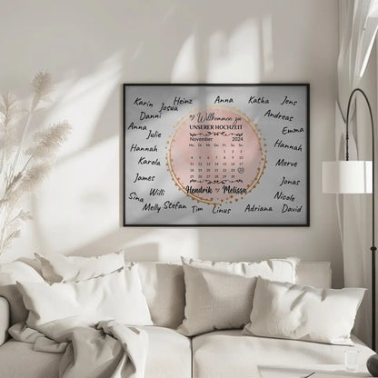 Hochzeit Willkommensschild für eigene Unterschriften personalisiert