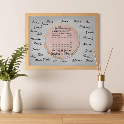 Hochzeit Willkommensschild für eigene Unterschriften personalisiert