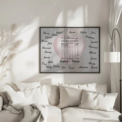 Willkommensschild Hochzeit für eigene Unterschriften Farbklecks Herz