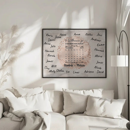 Hochzeit Willkommensschild für eigene Unterschriften Farbklecks Rose