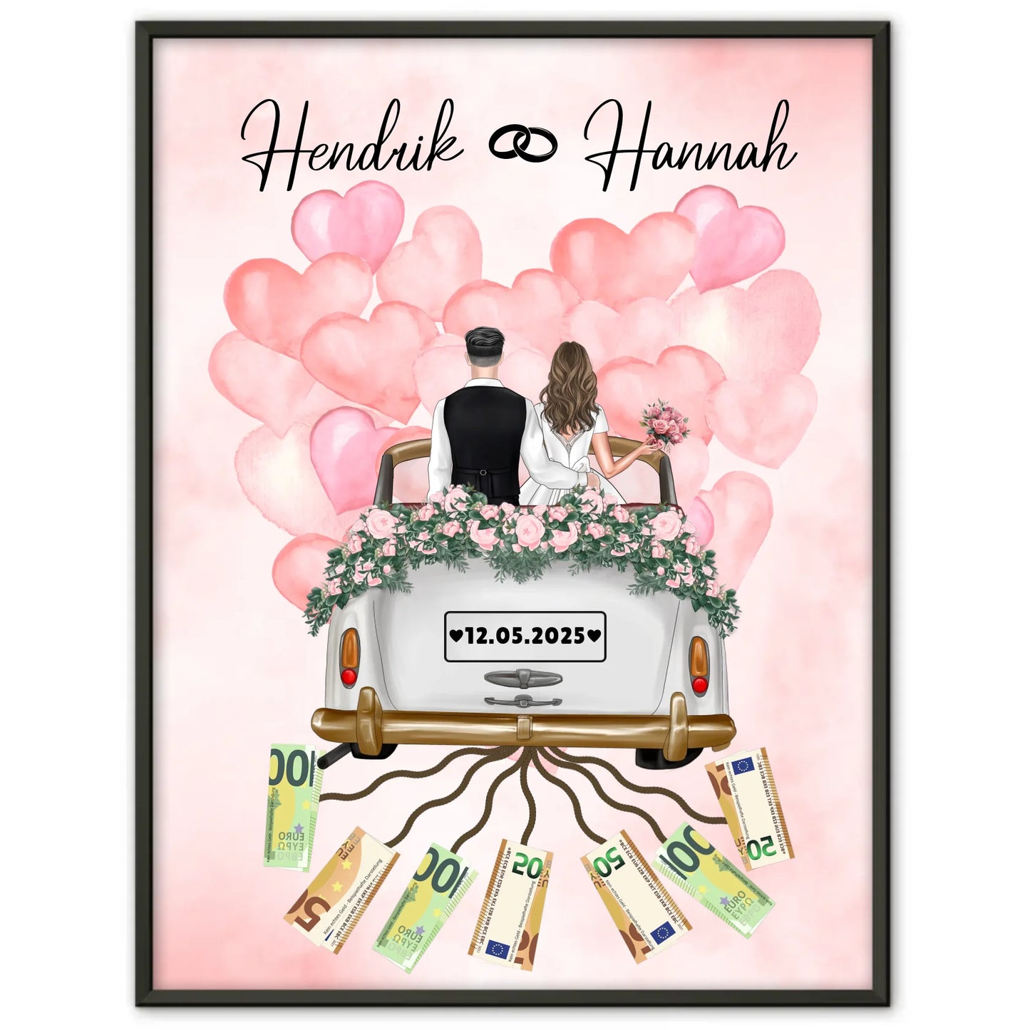 Geldgeschenk für die Hochzeit personalisiertes Poster