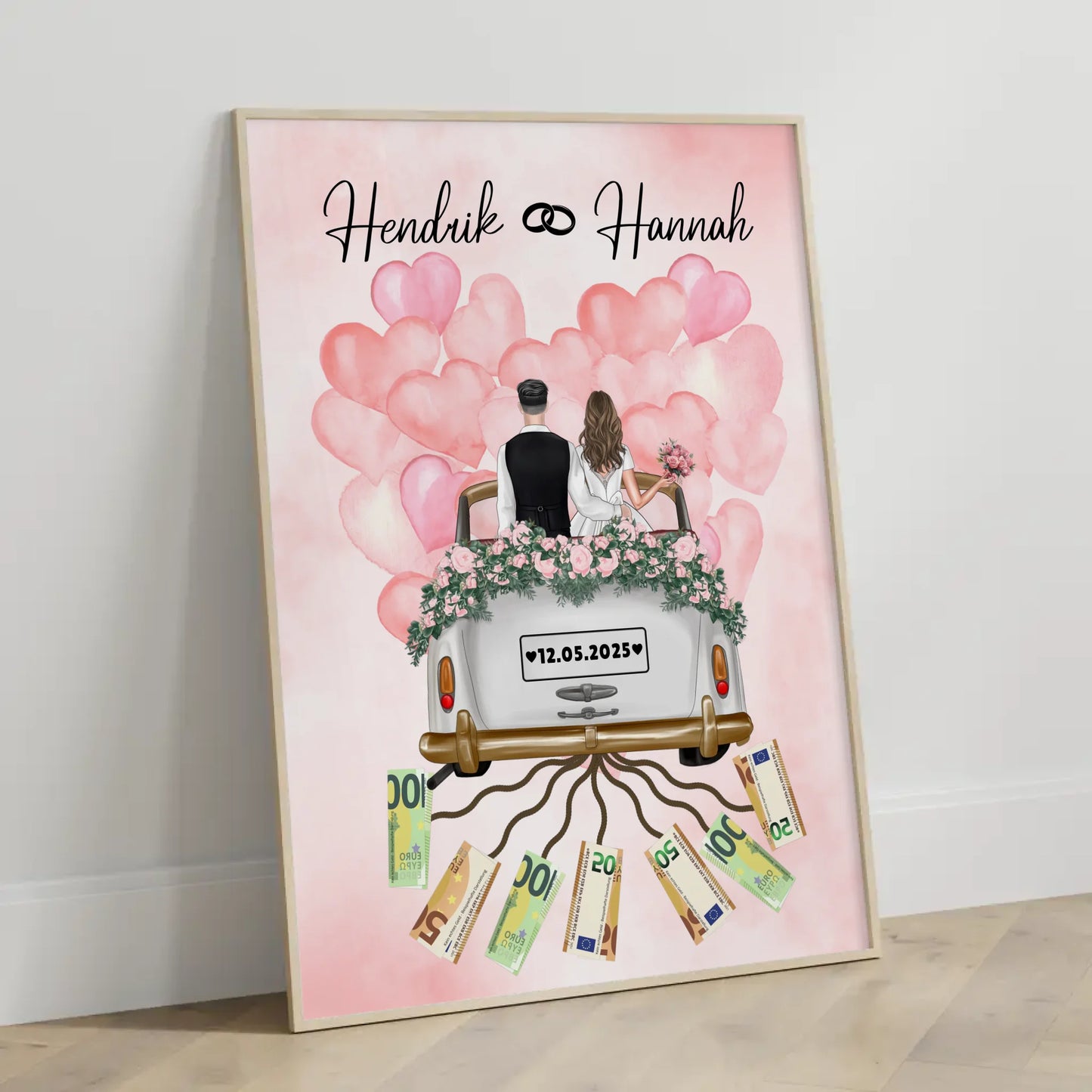 Geldgeschenk für die Hochzeit personalisiertes Poster