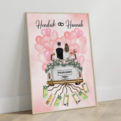 Geldgeschenk für die Hochzeit personalisiertes Poster