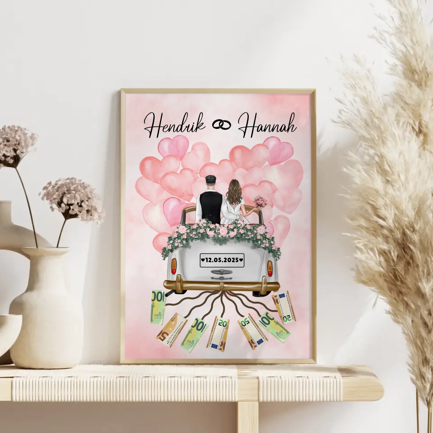 Geldgeschenk für die Hochzeit personalisiertes Poster