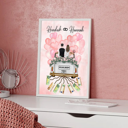 Geldgeschenk für die Hochzeit personalisiertes Poster