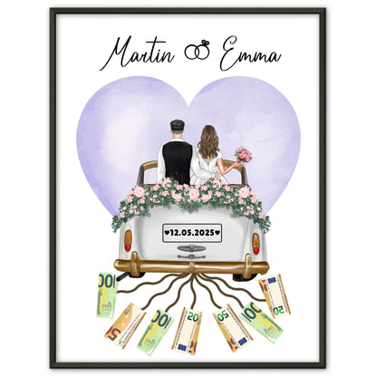 Geschenkidee Geldgeschenk Hochzeit Poster personalisiert