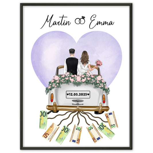 Geschenkidee Geldgeschenk Hochzeit Poster personalisiert