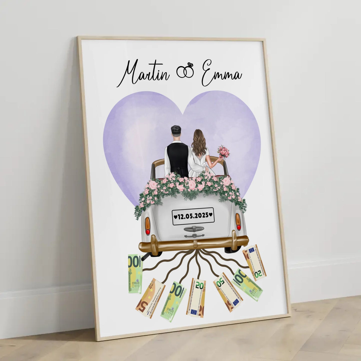 Geschenkidee Geldgeschenk Hochzeit Poster personalisiert