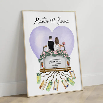 Geschenkidee Geldgeschenk Hochzeit Poster personalisiert