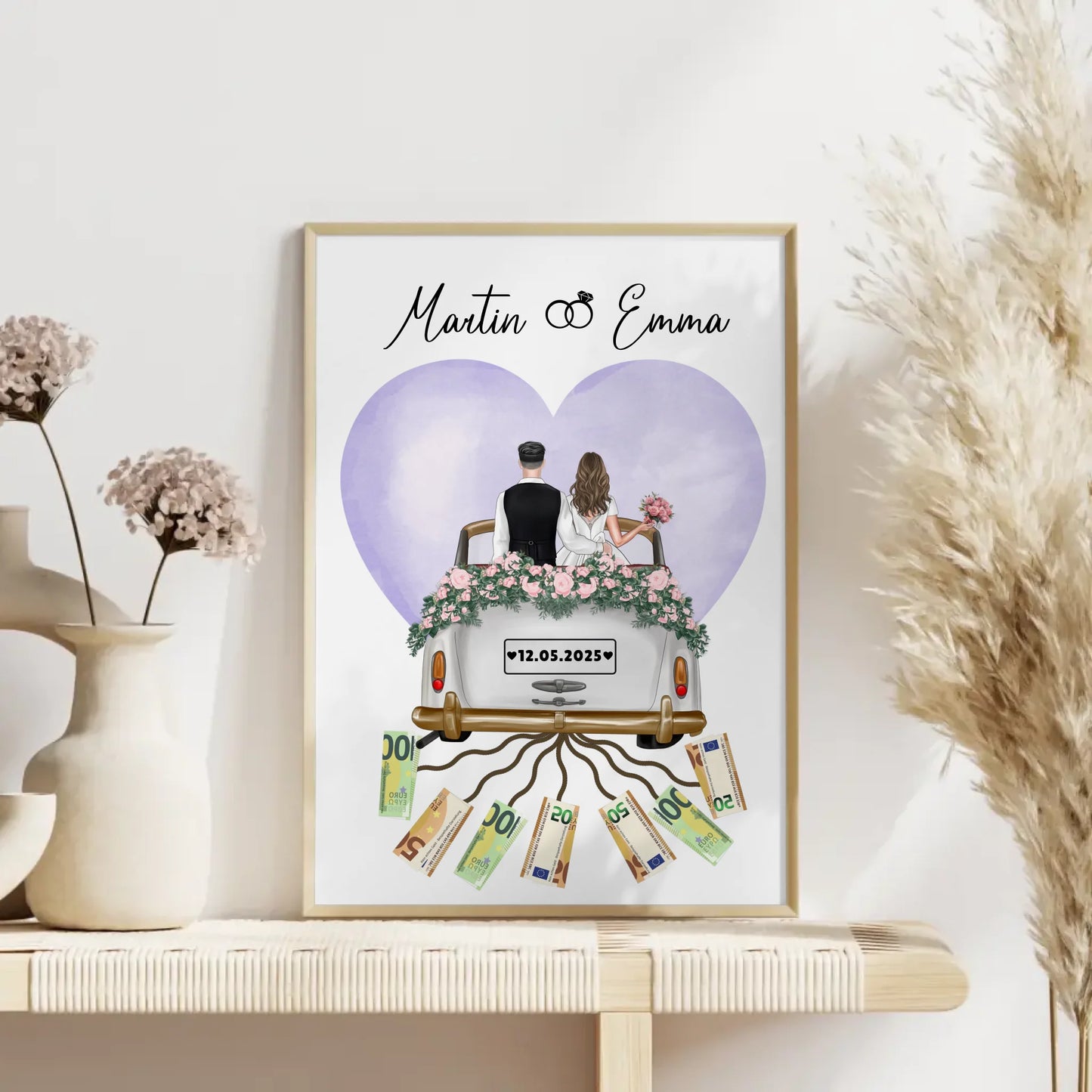 Geschenkidee Geldgeschenk Hochzeit Poster personalisiert