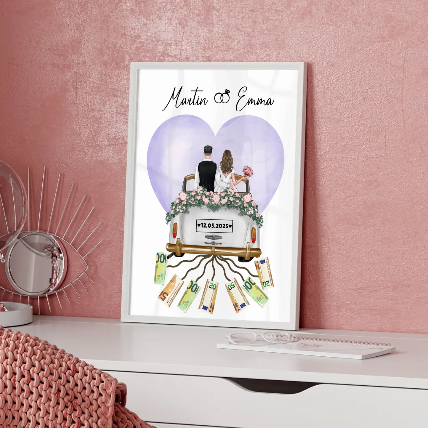 Geschenkidee Geldgeschenk Hochzeit Poster personalisiert
