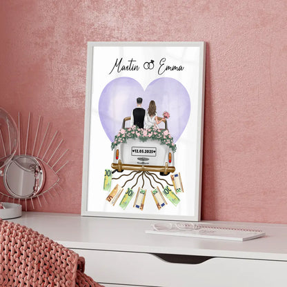Geschenkidee Geldgeschenk Hochzeit Poster personalisiert