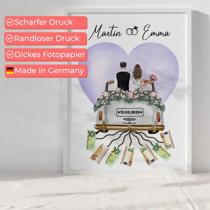 Geschenkidee Geldgeschenk Hochzeit Poster personalisiert